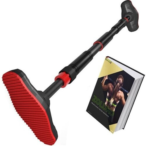 Tweedekans Zoluko Professionele Pull Up Bar - 200kg Draagkracht - Eenvoudige Bevestiging - Optrekstang Fitness - Pull Up Station voor Thuis Sporten - Chin Up Bar - Zwart/Rood Tweedehands