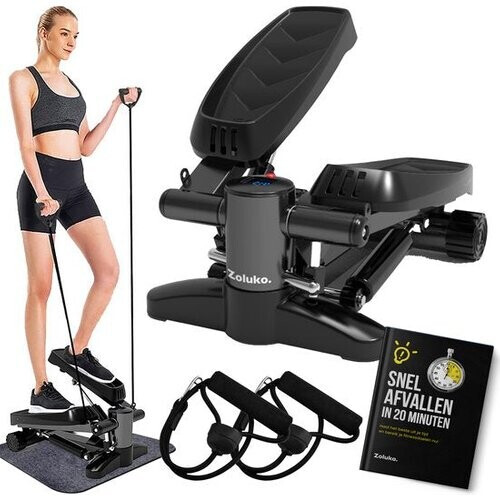 Tweedekans Zoluko Stepper met Display - Inclusief Weerstandsbanden, Antislipmat en E-Book - Stepper Fitness - Fitness Step - Mini Stepper - Step Fitness - Aerobic Step - Step - Stepper Fitnessapparaat - Hometrainer - Zwart Tweedehands