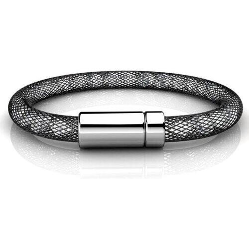 Tweedekans Zwarte Mesh Armband met Kristallen – Dames Armband – Luxe Giftbox – Cadeau Tweedehands