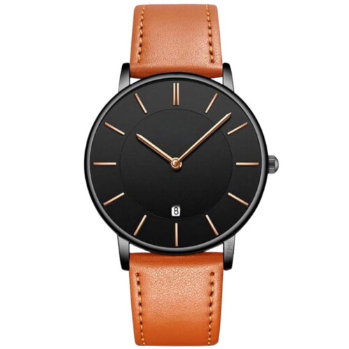 Tyme Oslo Heren Horloge - Polshorloge - 39.5mm - Waterdicht tot 30m - Zwart/Bruin