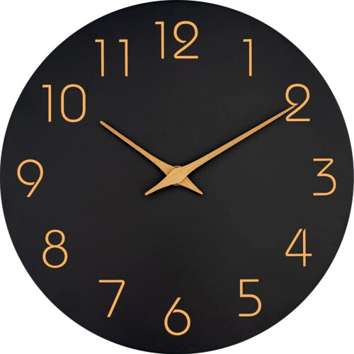 Tyme Wandklok - 20cm - Modern Design - Fluisterstil - Zwart Hout