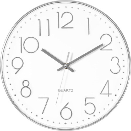 Tyme Wandklok - 30 cm - Modern - Stil Uurwerk - Wit Zilver Tweedehands