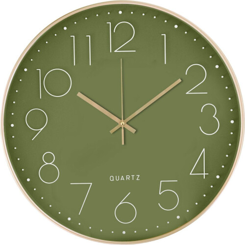 Tyme Wandklok - 40 cm - Modern - Stil Uurwerk - Groen Goud Tweedehands