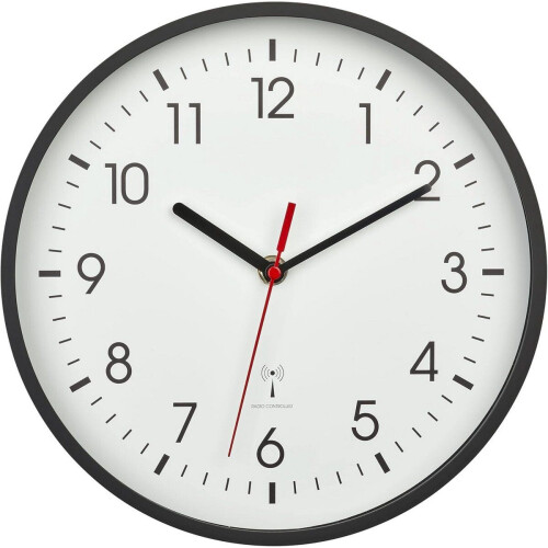 Tyme Wandklok - Radiogestuurd - 24.5cm - Analoog - Zwart Wit