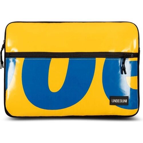 UNBEGUN mannen vegan Laptophoes Voorvak Geel Blauw I Tweedehands