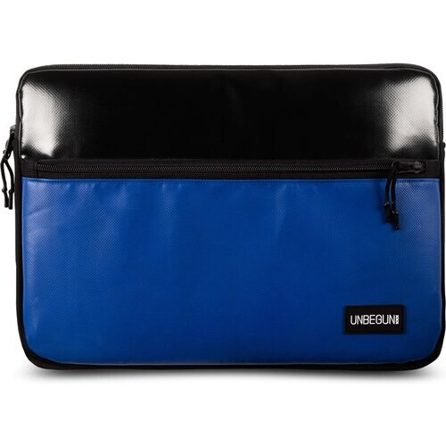 UNBEGUN mannen vegan Laptophoes Voorvak Zwart Blauw Tweedehands