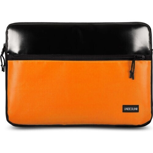 UNBEGUN mannen vegan Laptophoes Voorvak Zwart Oranje Tweedehands