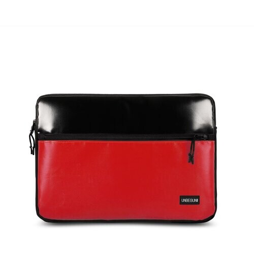 UNBEGUN mannen vegan Laptophoes Voorvak Zwart Rood Tweedehands