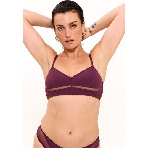 Understatement dames vegan Bh Opaque Mesh Balconette Kersenrood Tweedehands