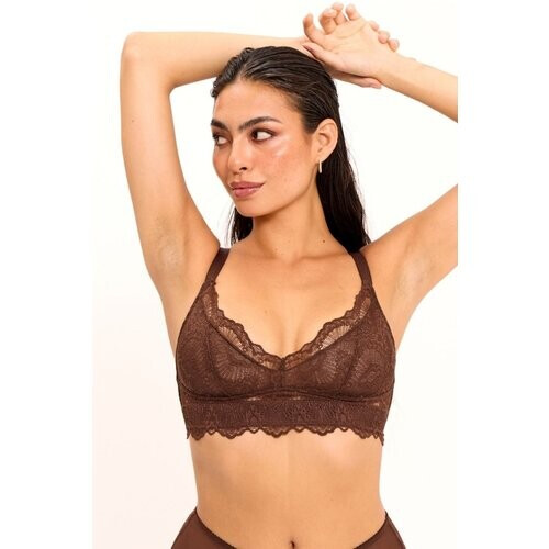 Understatement dames vegan Bralette Lace Support Bra Koffiebruin Tweedehands