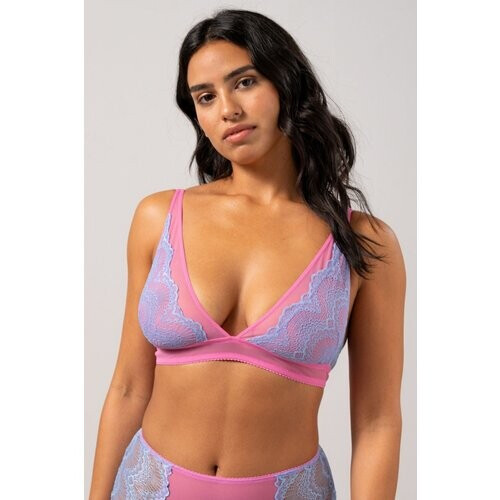 Understatement dames vegan Diepuitgesneden Bralette Lichtblauw Snoeproze Tweedehands