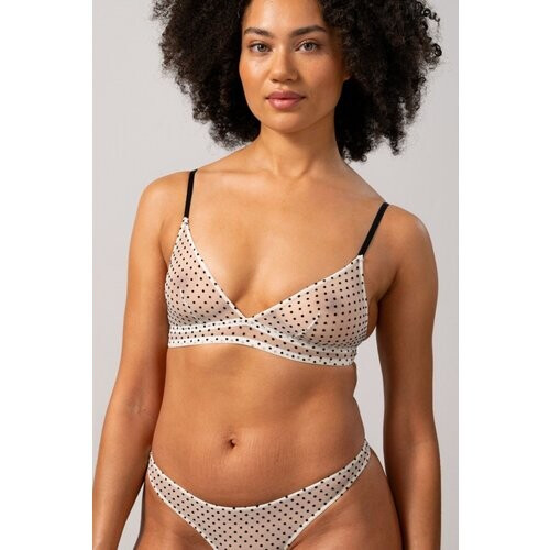 Understatement dames vegan Driehoekbralette Van Mesh, Crème En Zwart Tweedehands