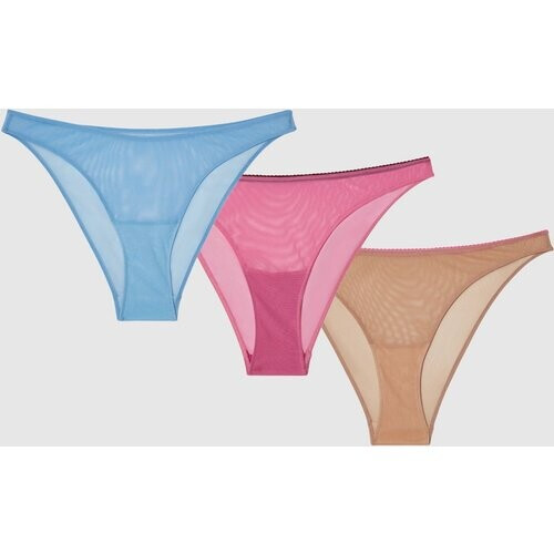 Understatement dames vegan Mesh Bikini Slip Pack Blauw, Roze En Zand Tweedehands