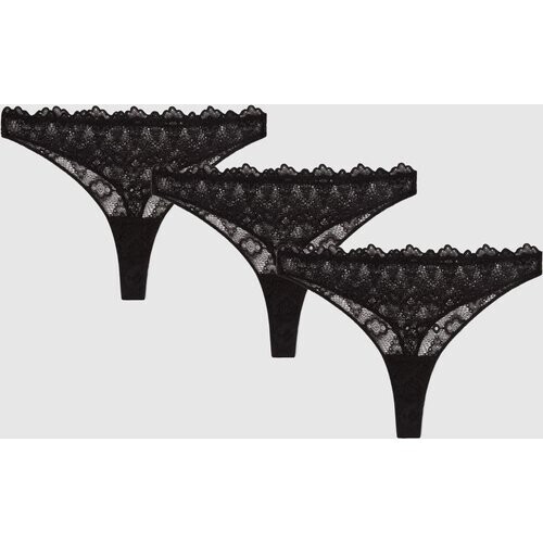 Understatement dames vegan String Kant 3-Pack Zwart Tweedehands