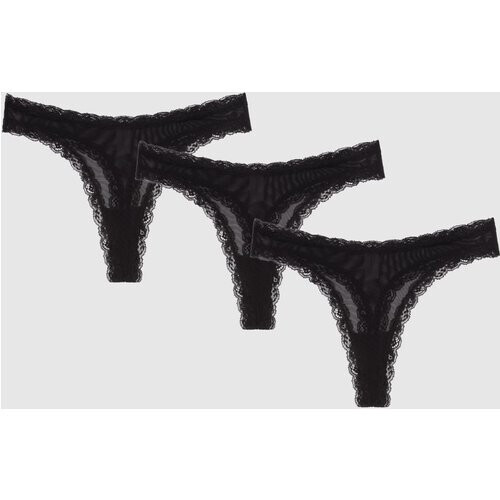 Understatement dames vegan String Multipack Mesh Kant Zwart Tweedehands