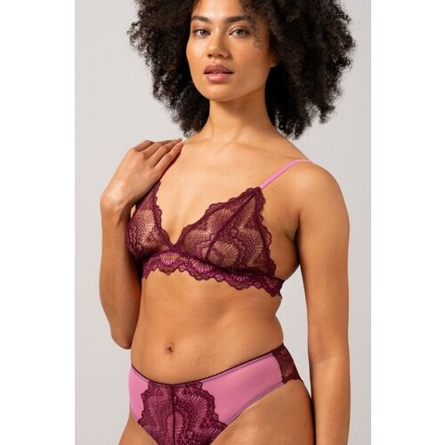 Understatement dames vegan Triangelbralette Bordeauxrood En Snoeproze Tweedehands