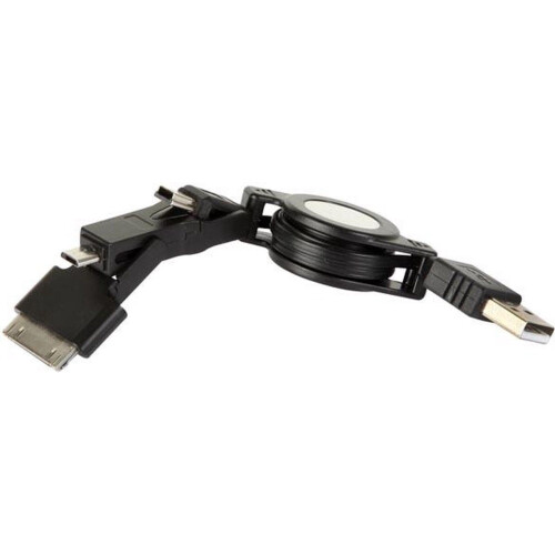 USB 2.0 - 3-in-1 Zelfoprollende Laad- en Synchronisatieadapter - Mini USB + Micro USB + Apple-stekker Tweedehands