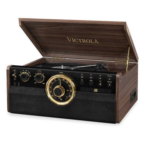 Victrola VTA-270B-ESP-INT - Muziekcentrum - 6-in-1 - Bluetooth - FM radio - Draaitafel 3 snelheden (33 1/3, 45, 78 RPM) Tweedehands
