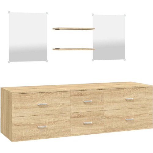 vidaXL - Badkamermeubelset - 5-delig - Wandgemonteerd - Eiken (1 set) Tweedehands