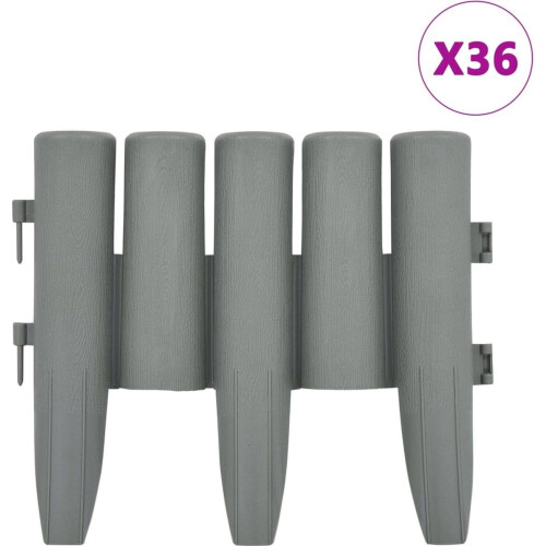 vidaXL - Gazonranden - 36 st - 10 m - PP - grijs Tweedehands