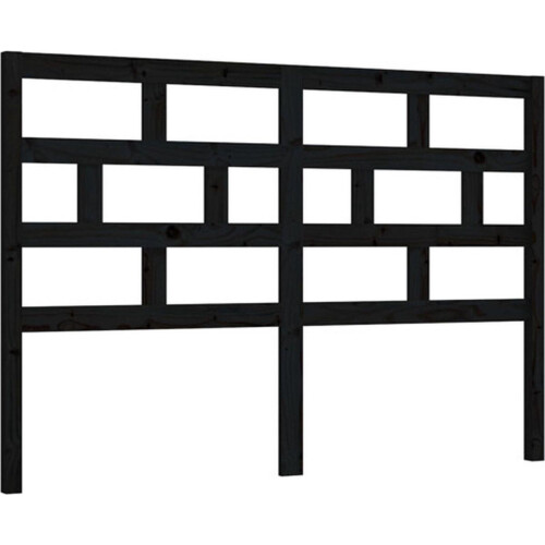 vidaXL Hoofdbord - Massief grenenhout - 146x4x100 cm - Zwart Tweedehands