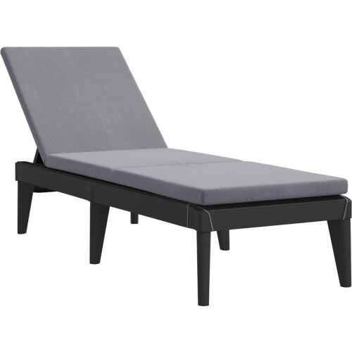 vidaXL - Ligbed - met - kussen - 186x60x29 - cm - polypropeen - antracietkleurig