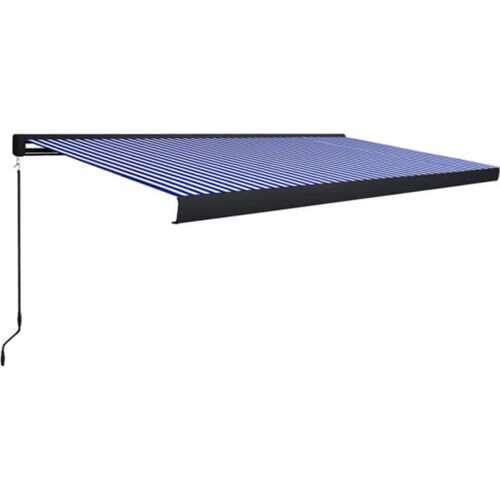 vidaXL - Luifel - handmatig - 500x300 cm - blauw en wit Tweedehands