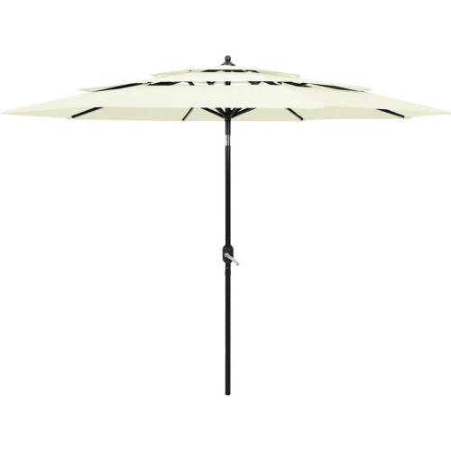 vidaXL - Parasol - 3-laags - met - aluminium - paal - 3 - m - zandkleurig