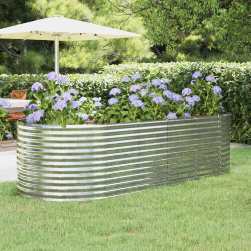 vidaXL - Plantenbak - 249x100x68 - cm - gepoedercoat - staal - zilverkleurig Tweedehands