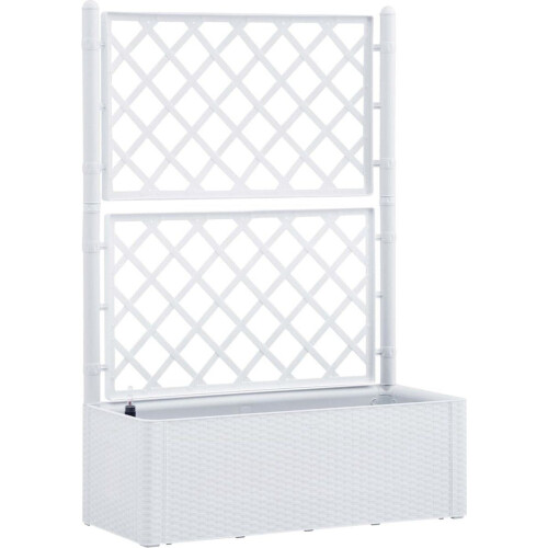 vidaXL - Plantenbak - hoog - met - latwerk - en - zelfbewateringssysteem - wit Tweedehands