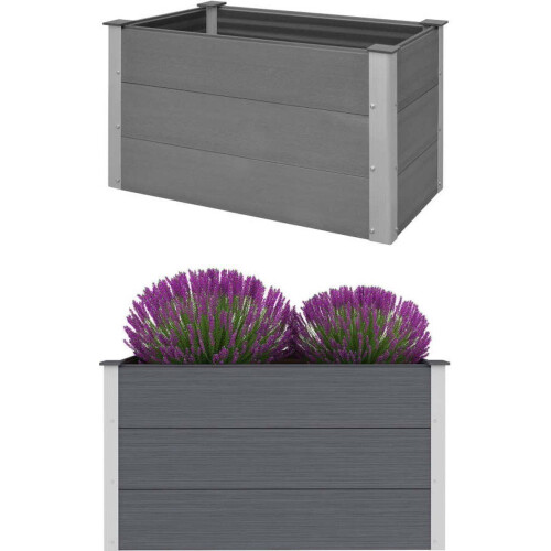 vidaXL - Plantenbak - verhoogd - 100x50x54 - cm - HKC - grijs