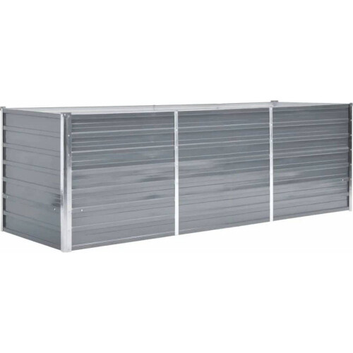 vidaXL - Plantenbak - verhoogd - 240x80x77 - cm - gegalvaniseerd - staal - grijs