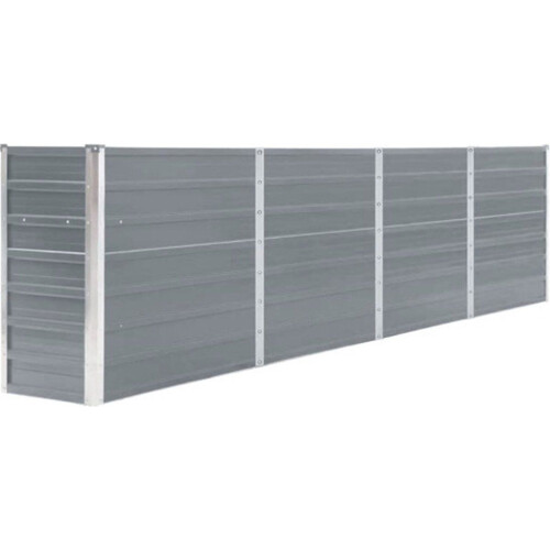 vidaXL - Plantenbak - verhoogd - 320x40x77 - cm - gegalvaniseerd - staal - grijs