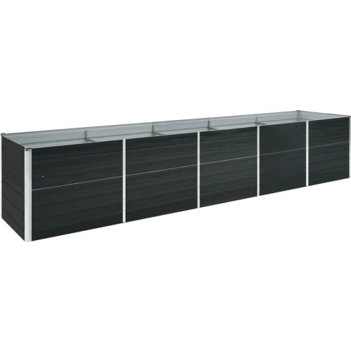 vidaXL - Plantenbak - verhoogd - 400x80x77 - cm - gegalvaniseerd - staal - antraciet