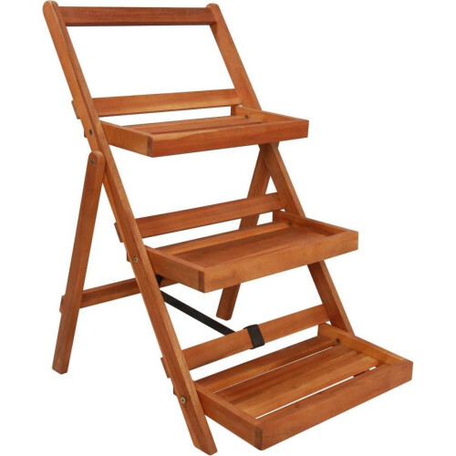vidaXL - Plantenstandaard - 3-laags - 50x63x80 - cm - massief - acaciahout