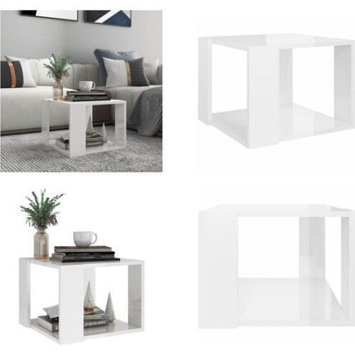 vidaXL - Salontafel - 40x40x30 cm - bewerkt hout - wit