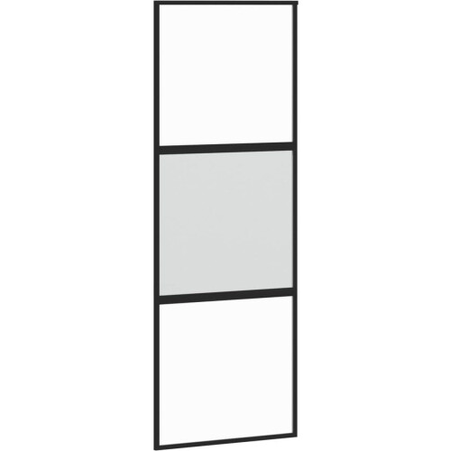 vidaXL - Schuifdeur - 76x205 - cm - gehard - glas - en - aluminium - zwart
