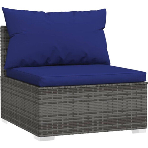 vidaXL Tuinmiddenbank - Modulair design - PE-rattan - Grijs