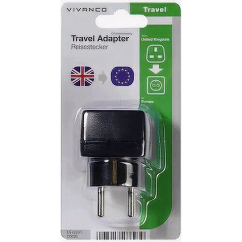 Vivanco 28693 - Reisstekker TA GB/D - Geaard - CE Adaptor Groot-Brittannië naar EU
