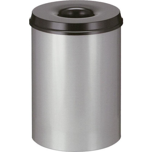 Vlamdovende papierbak - Ronde metalen papierbak - 30 ltr - Zwart deksel Tweedehands