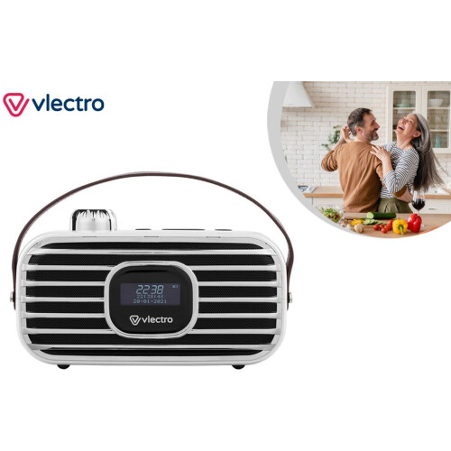 Vlectro Retro DAB+ Radio - DAB+ radio - Bluetooth speaker - Wit Tweedehands
