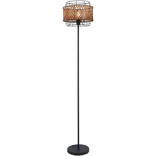Vloerlamp GINA Metaal 151.0cm Matt zwart | Bamboe E27 1-Lichts