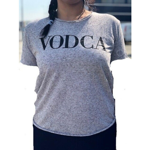 VODCA T-shirt - Zomers shirt met tekst - Grijs - L Tweedehands