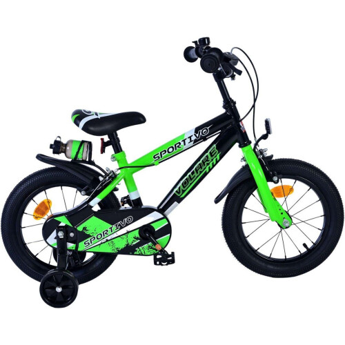 Volare Sportivo Kinderfiets - Jongens - 14 inch - Groen Zwart - Tweedehands