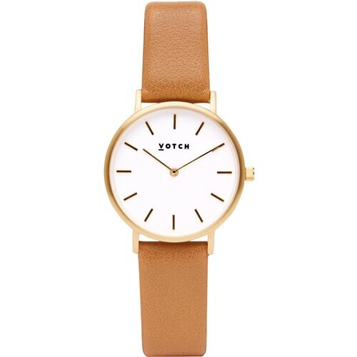 Votch dames vegan Horloge Petite Goud & Cognac - Wit Tweedehands