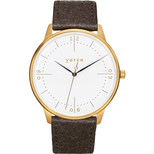 Votch mannen vegan Horloge Aalto Goud & Donkerbruin Piñatex Tweedehands