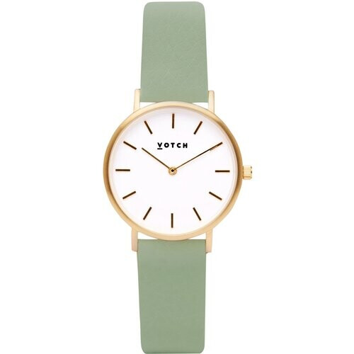Votch mannen vegan Horloge Petite Goud & Saliegroen Tweedehands