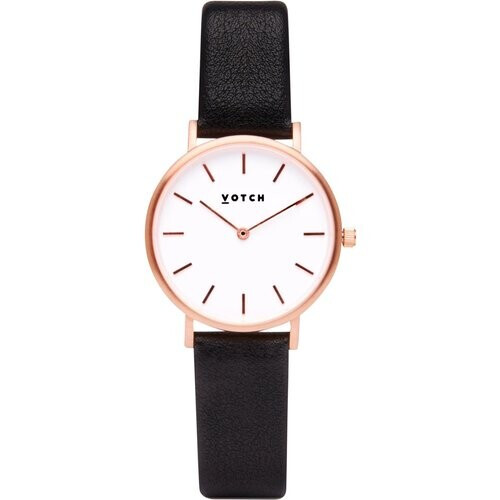 Votch mannen vegan Horloge Petite Roségoud, Zwart & Wit Tweedehands