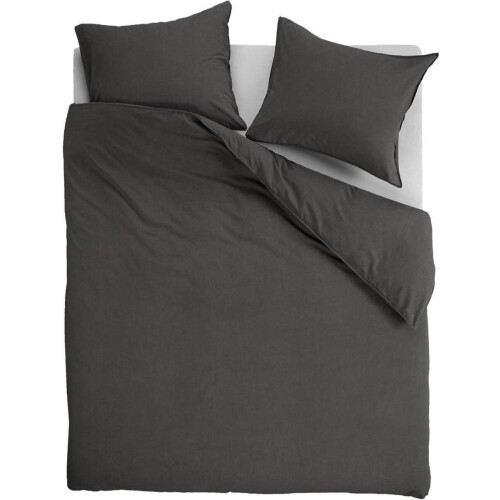 vtwonen Natural Stone - Dekbedovertrek Lits-Jumeaux XL - 260x200/220 cm - Stonewashed Antraciet