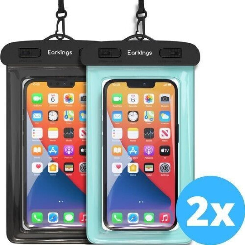 Waterdichte telefoonhoesjes - Drybag Set van 2 stuks - Onderwater Hoesje Telefoon - Zwart&Blauw (2 stuks) Tweedehands